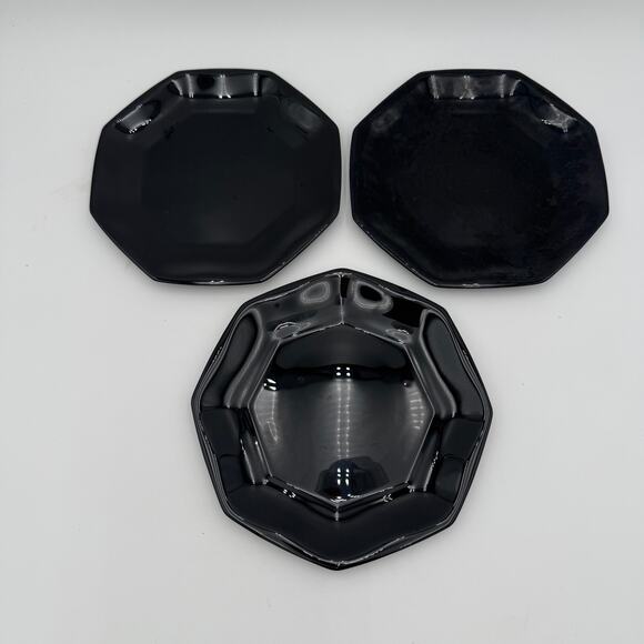 Vintage Salad Plates in Black Octime by Arcoroc Set of 3, 7.25" - Picture 2 of 10
